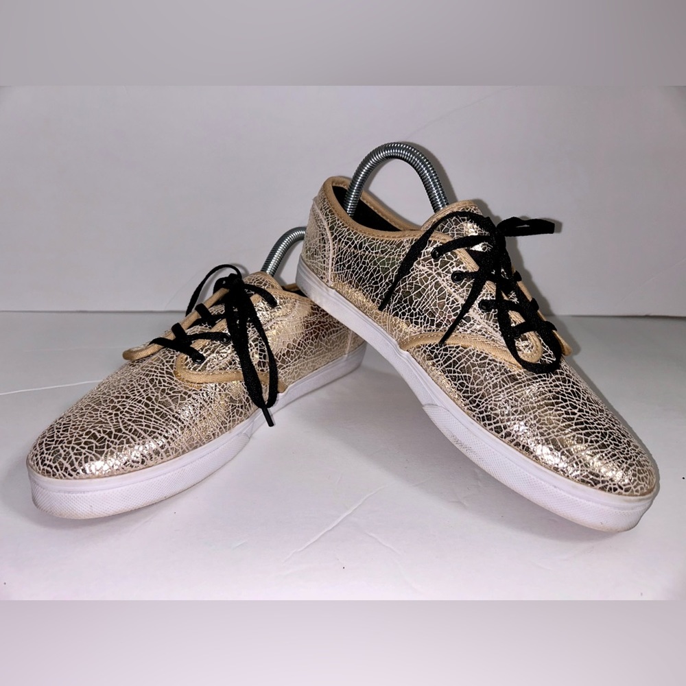 Gold Metallic Crackle Girls VANS
